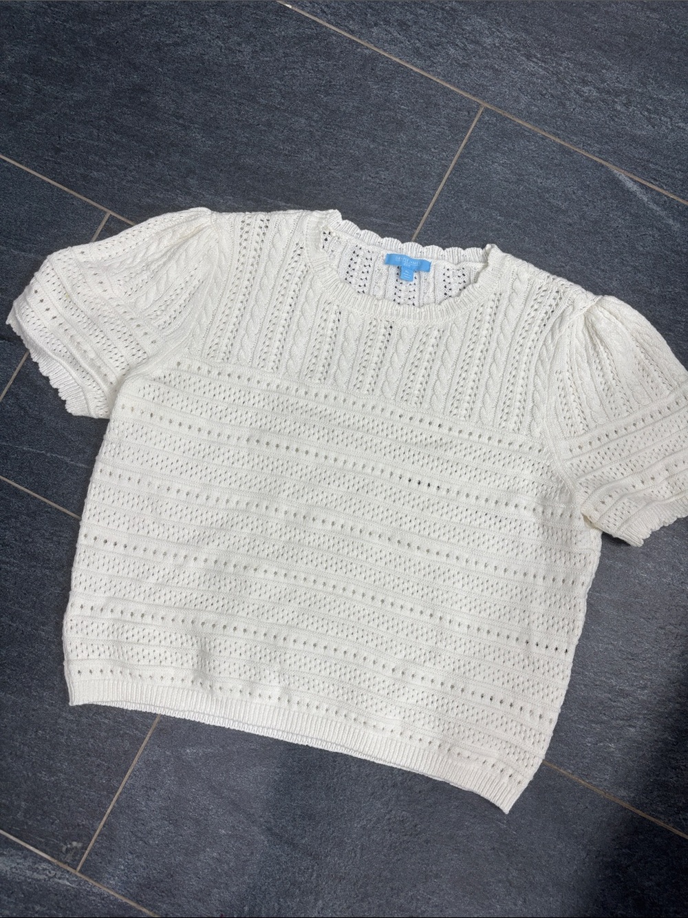 Draper James RSVP off White Knit Short-Sleeve Sweater